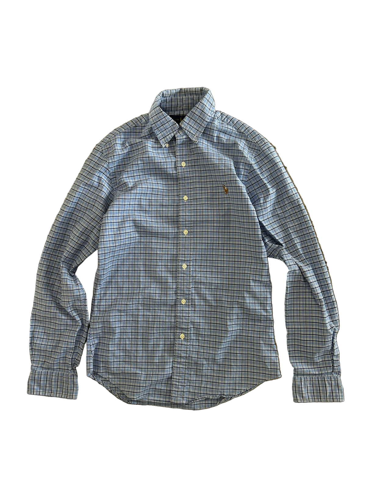 Polo Ralph Lauren Long-Sleeve Classic Oxford Sport Gingham Shirt Small Blue
