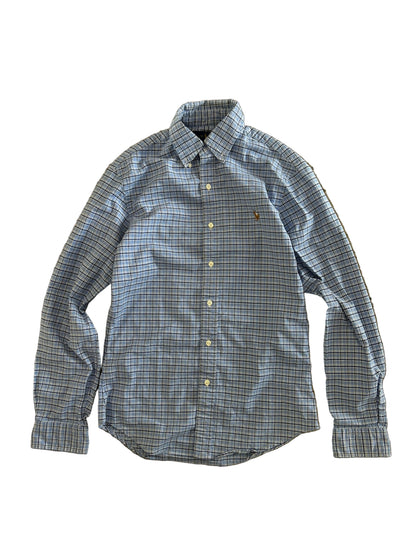 Polo Ralph Lauren Long-Sleeve Classic Oxford Sport Gingham Shirt Small Blue