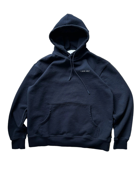 I Love Ugly Box Hood in the midnight navy Hoodie Large