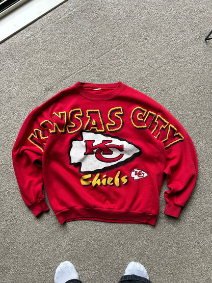 Vintage Kansas City Chiefs Sweater Made in USA Red Medium 1996