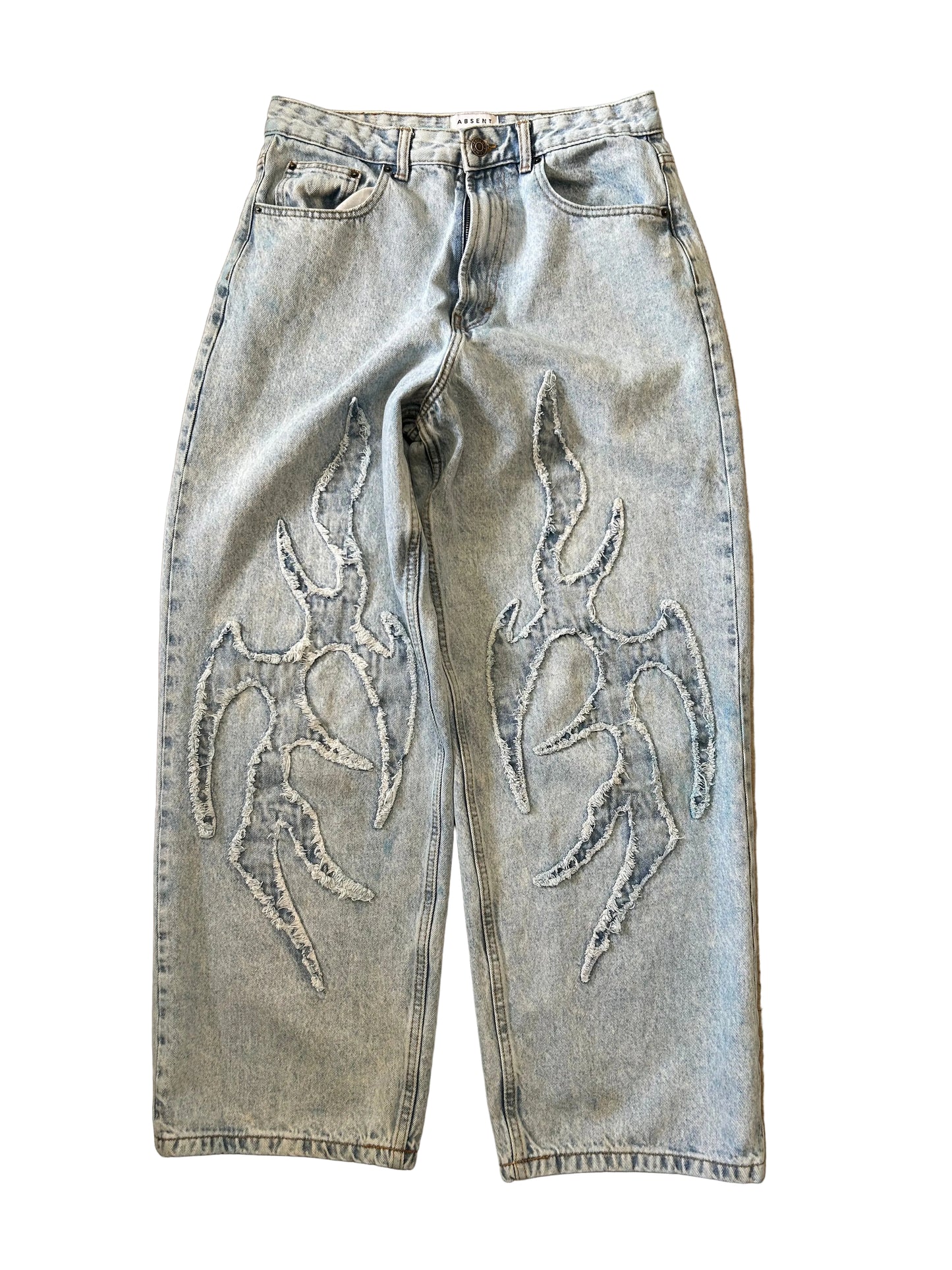 Absent Baggy Demim Jeans size 32 Small Blue Stains