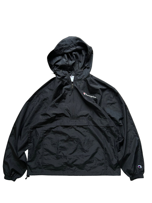 Champion Black Windbreaker Half Zip XL