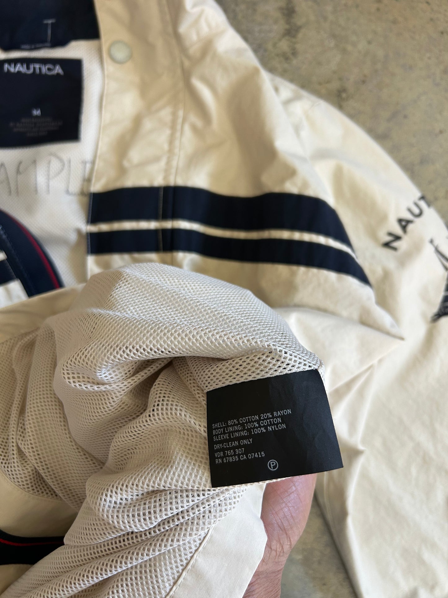 vintage Nautica Competition white and navy blue sailing windbreaker jacket Medium