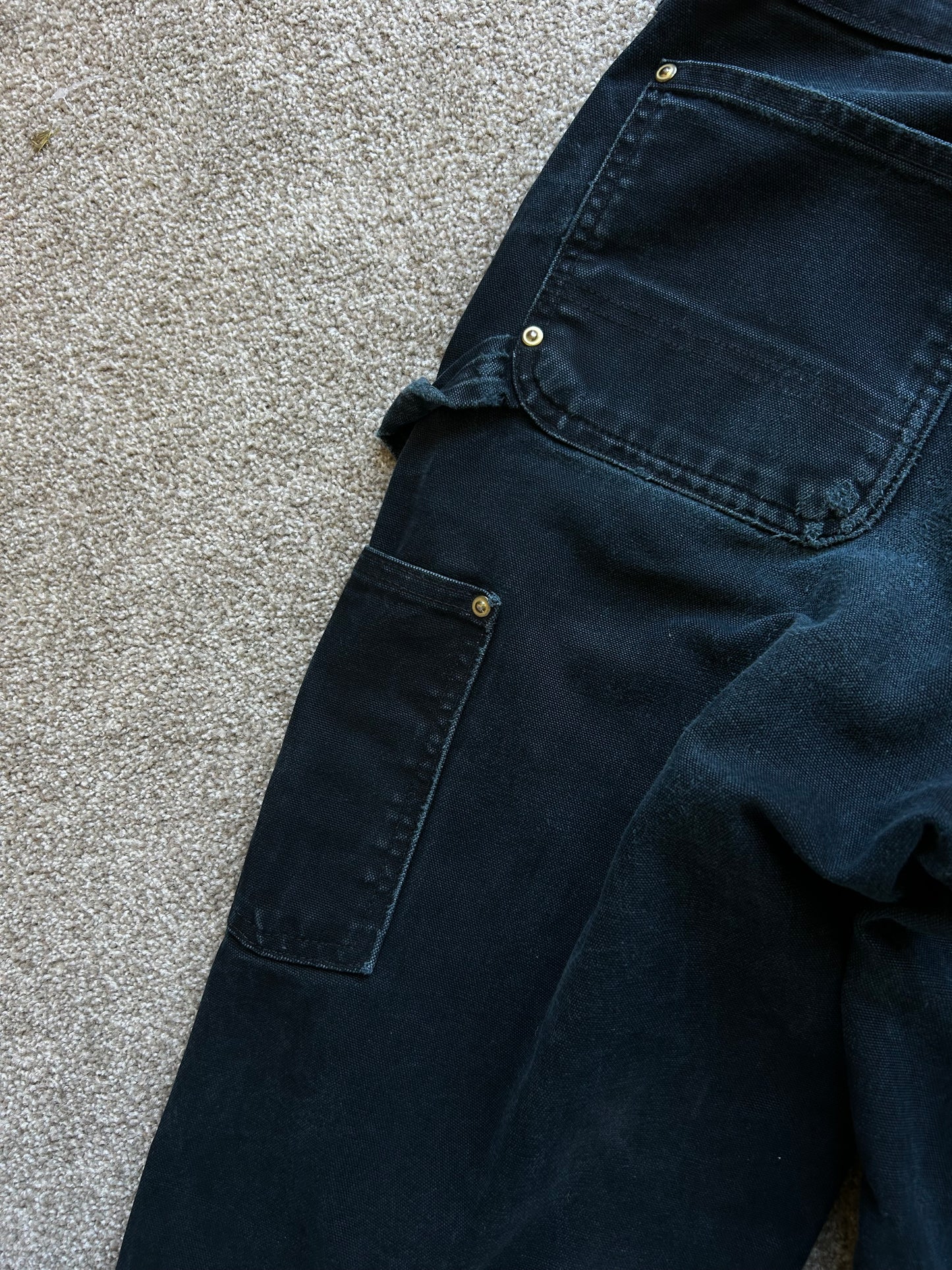 Carhartt Black Double Knee size 30 waist 40 inches Length Vintage Made in USA