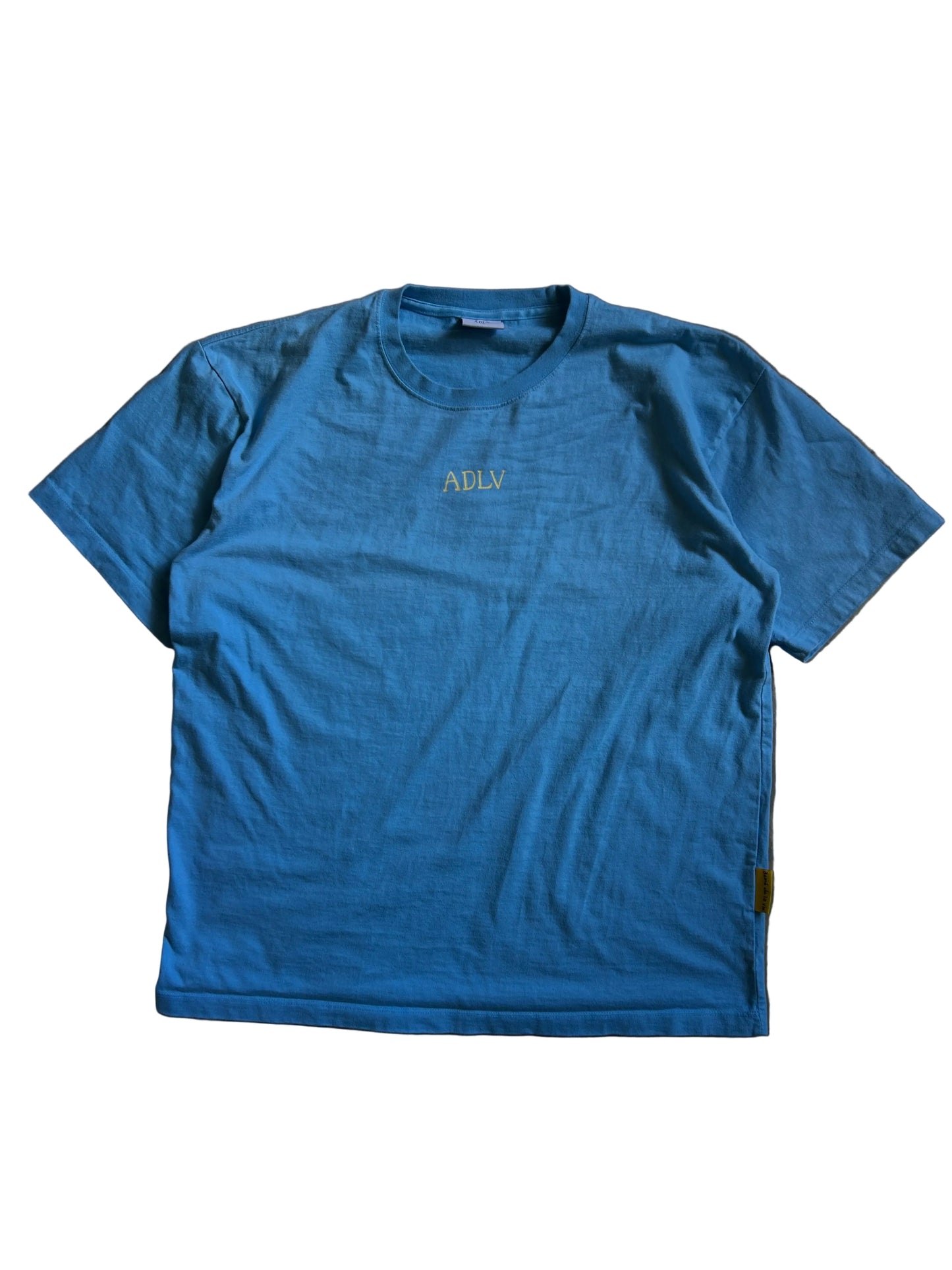 Acmé de la vie (ADLV) Glossy Basic Logo Short Sleeve T-Shirt in blue. Large