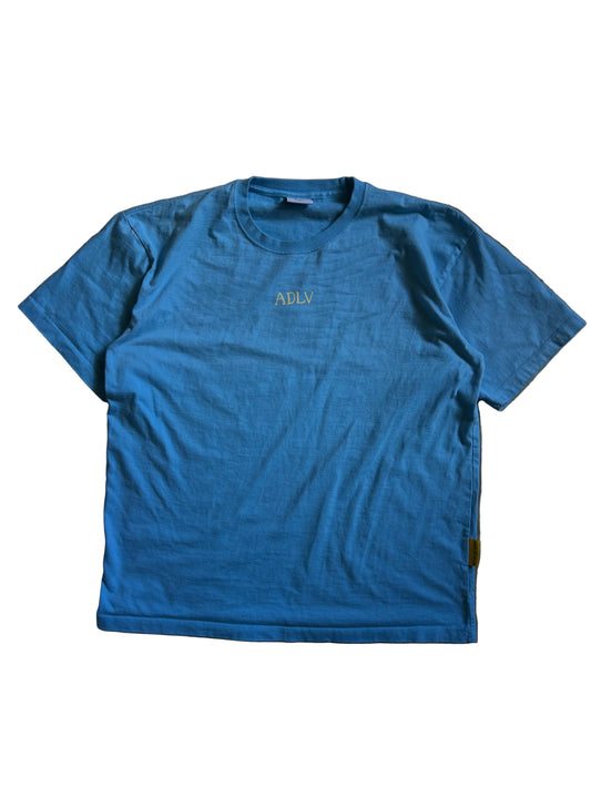 Acmé de la vie (ADLV) Glossy Basic Logo Short Sleeve T-Shirt in blue. Large
