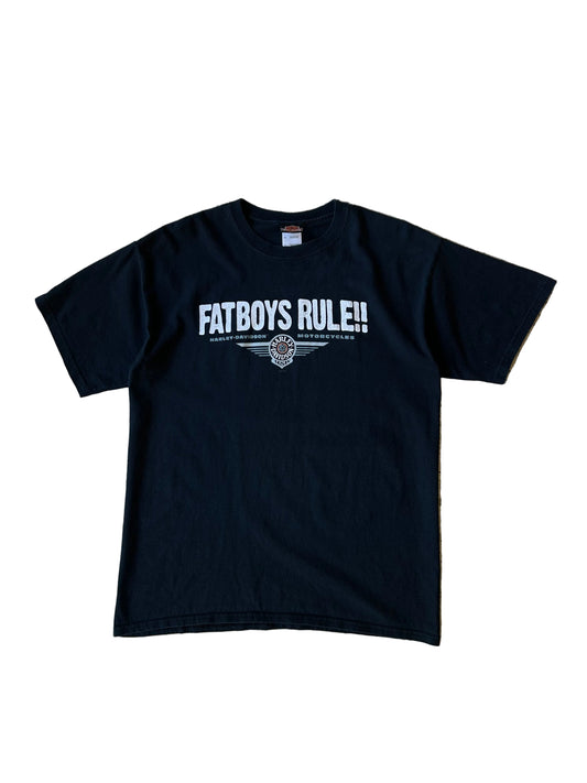 Vintage black Harley-Davidson "Fat Boys Rule!!" graphic t-shirt Melbourne Australia 2007