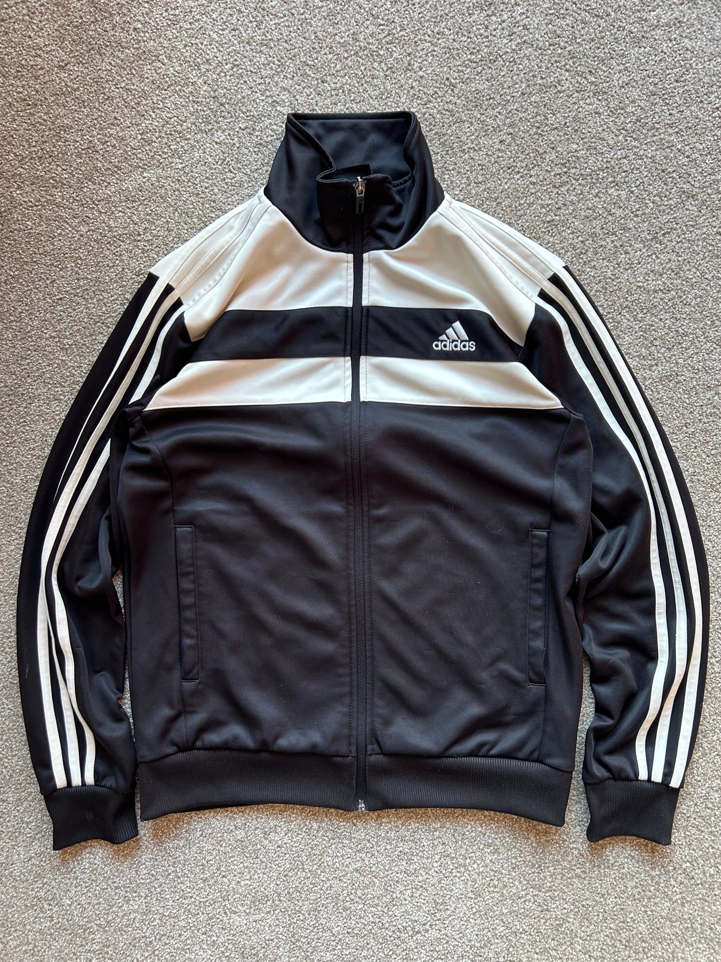 Vintage Adidas Track Jacket Black White Medium