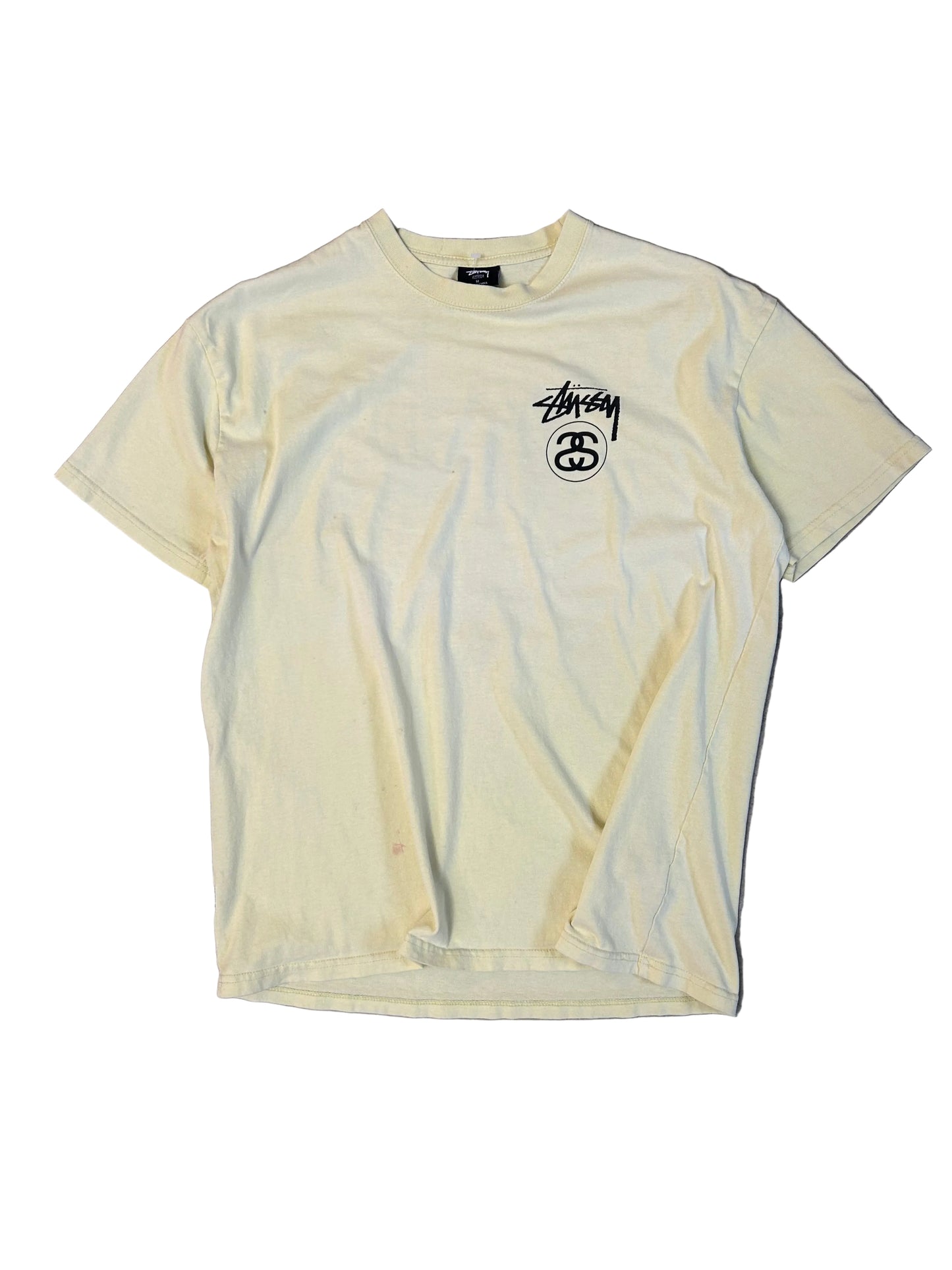 yellow Stussy Stock Link T-shirt Medium With Minimal Stains