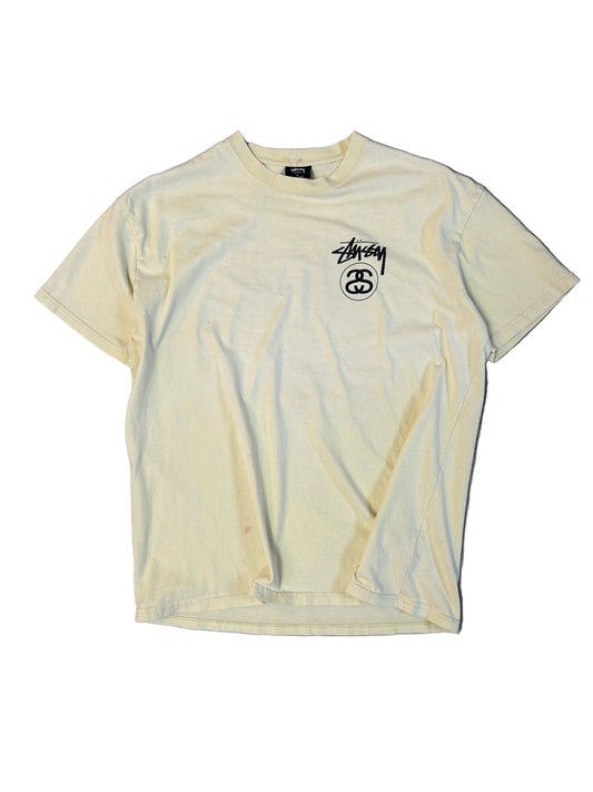 yellow Stussy Stock Link T-shirt Medium With Minimal Stains