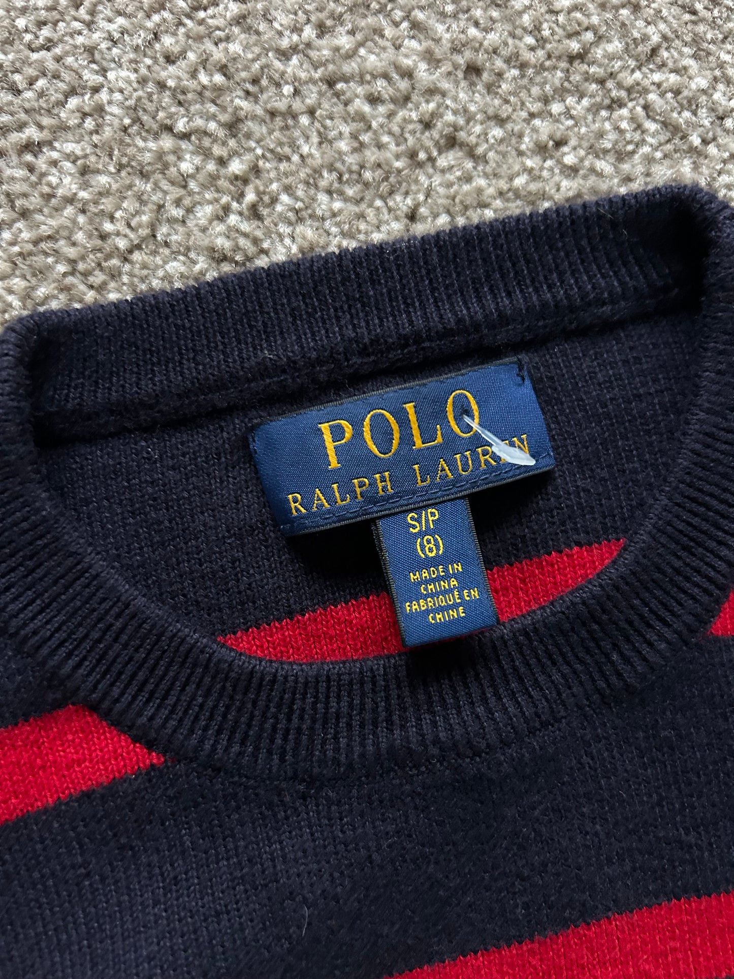 Polo Ralph Lauren Navy Blue Stripe Knitted Sweater Extra Small