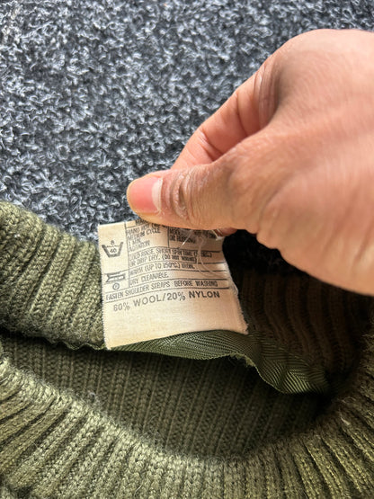 Jersey Mans Heavy Olive Round Small Knitted Wool