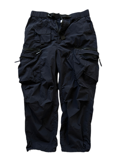 black extended waistband cargo pants in 100% Polyester Smoking Life