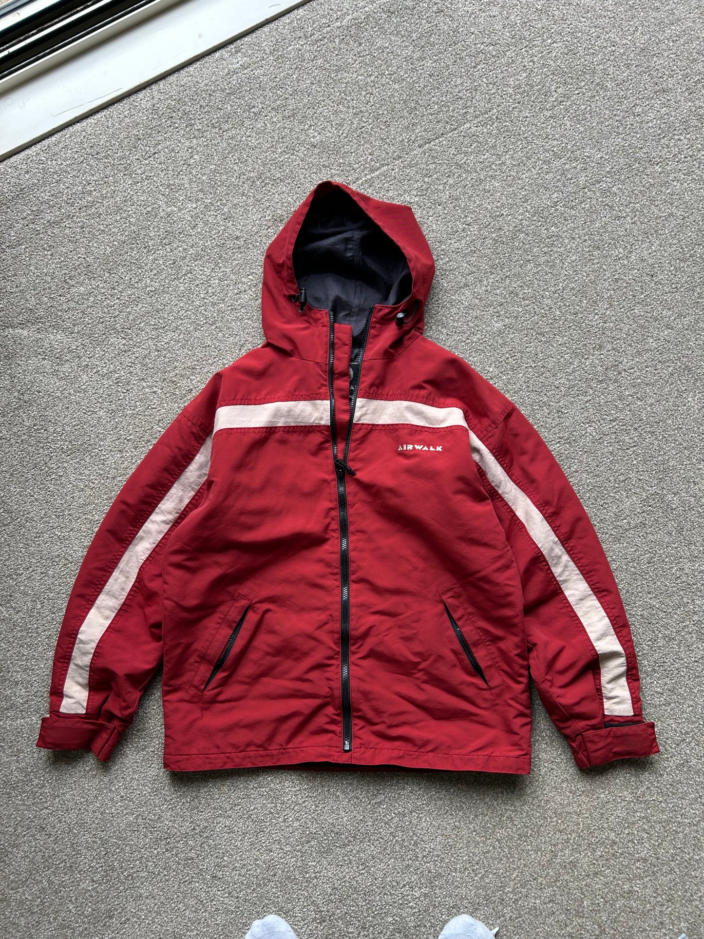 Vintage Airwalk Windbreaker Jacket Red Zip Up Medium
