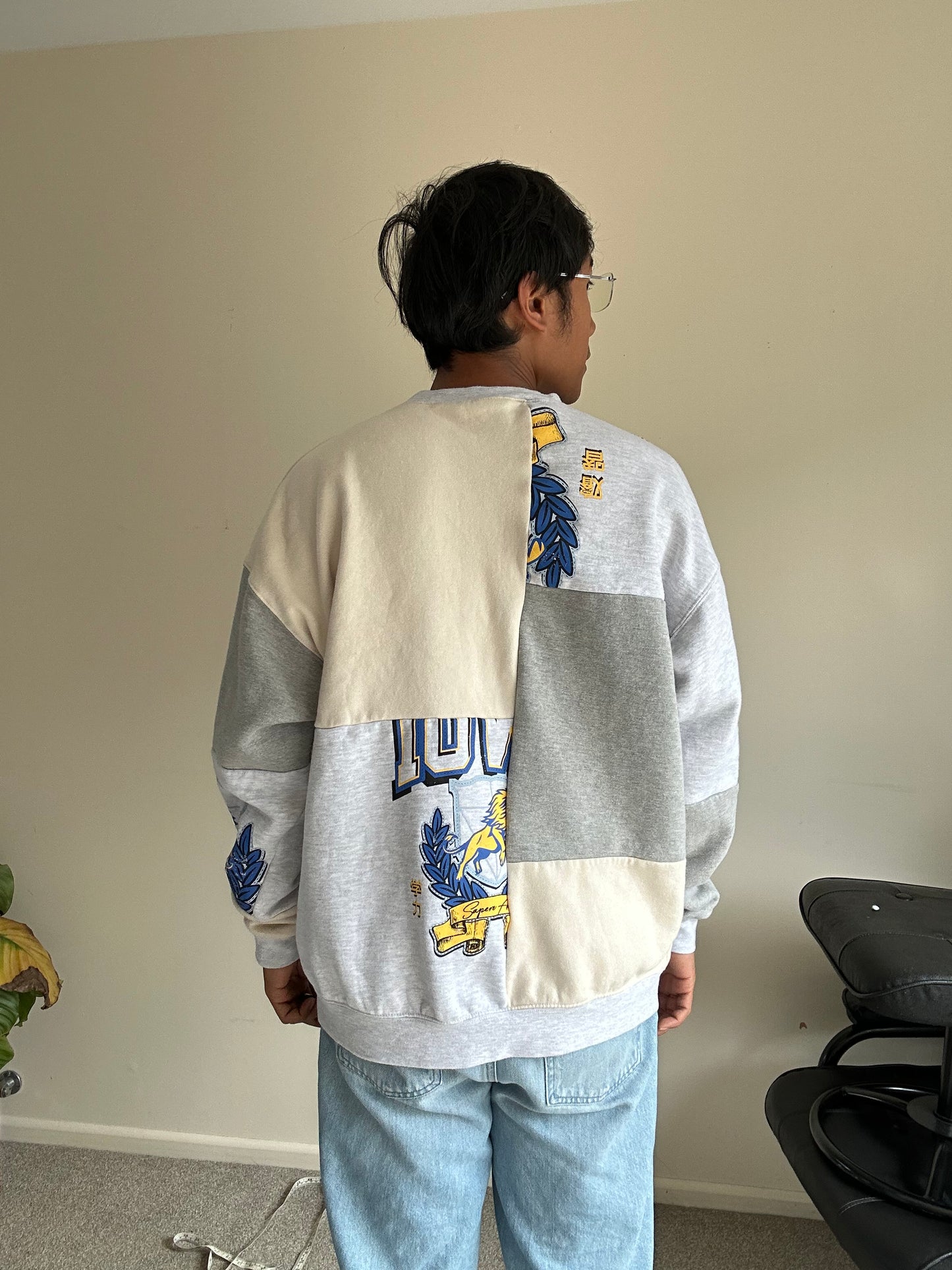 ABSENT patchwork crewneck sweatshirt  IOWA Grey Large