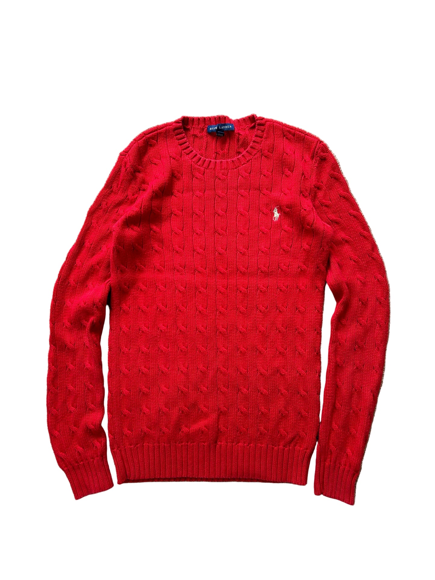 Ralph Laure RL Cross Knit Red Jumper Small