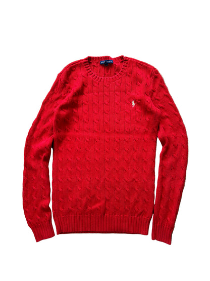 Ralph Laure RL Cross Knit Red Jumper Small