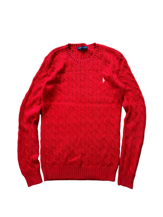 Ralph Laure RL Cross Knit Red Jumper Small