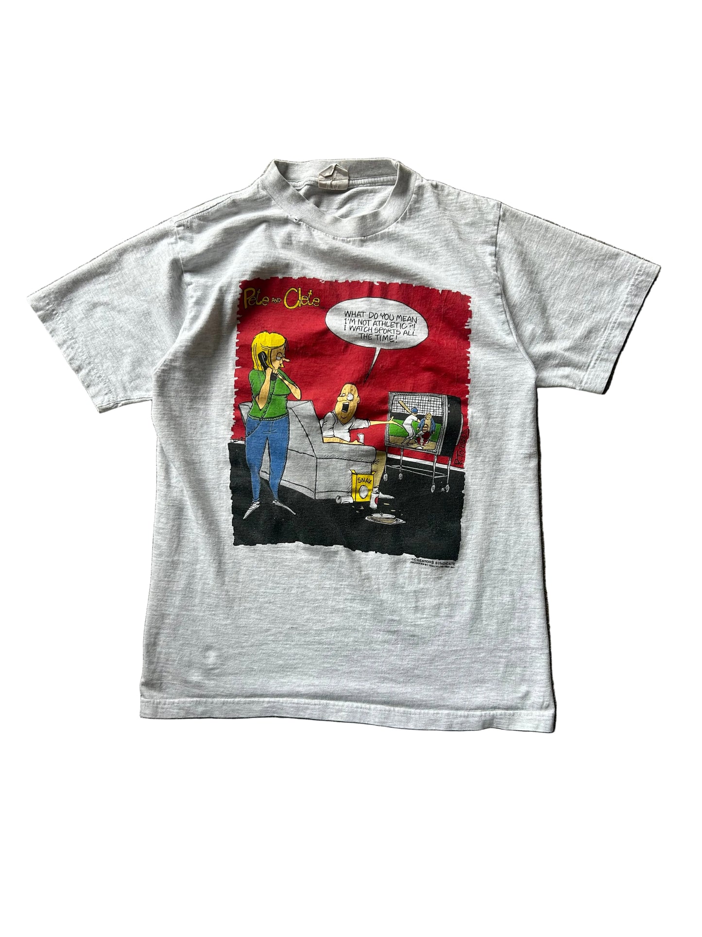 vintage gray t-shirt featuring a "Pete and Clete" comic graphic on the front size Medium Grey