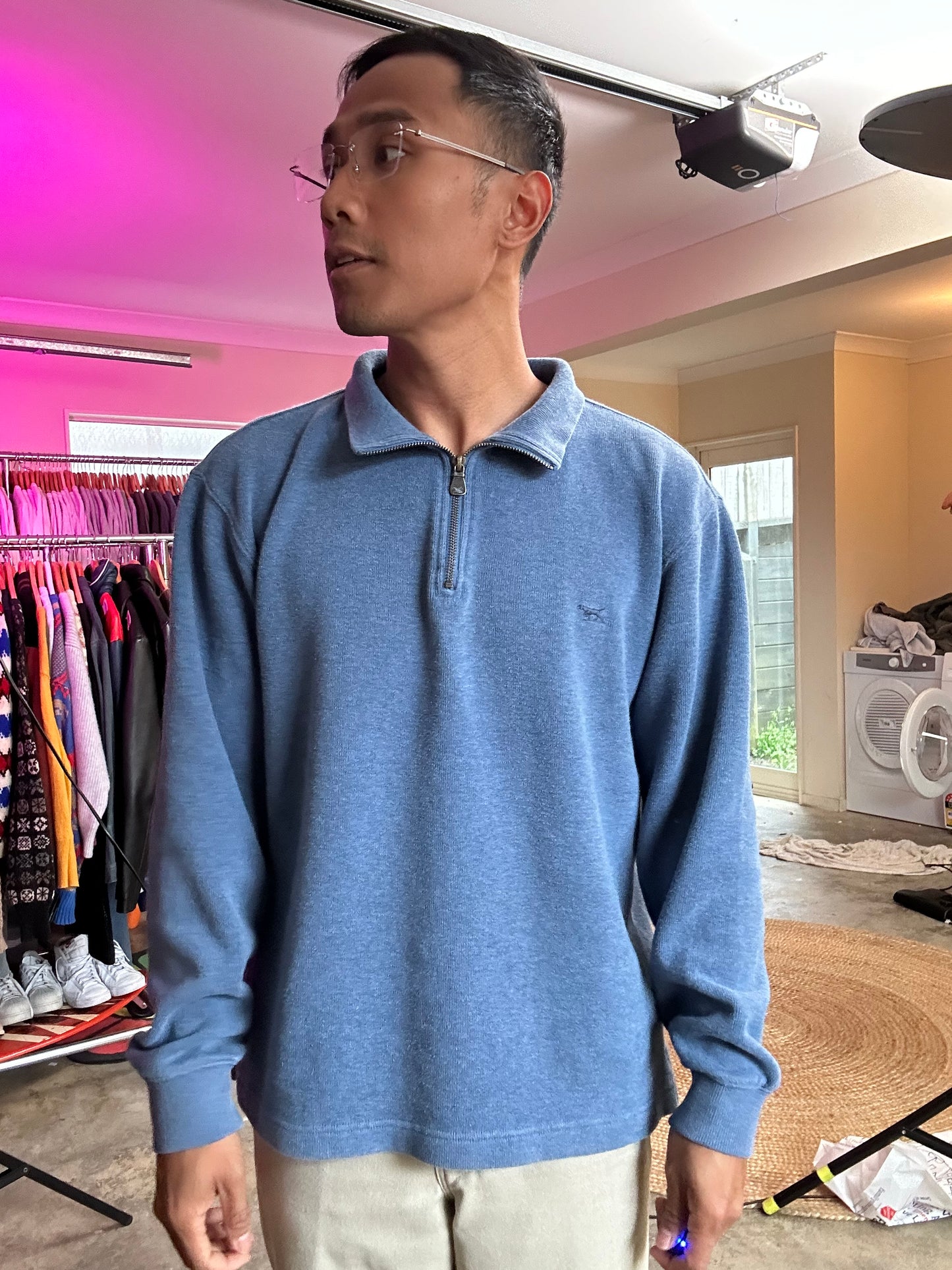 Alton Ave Sweat from the New Zealand heritage brand Rodd & Gunn Quarter Zip Blue Small