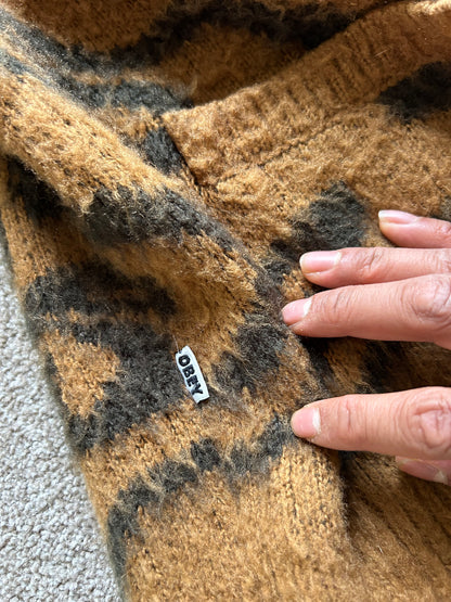 Obey Pally Cardigan Brown Large