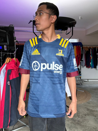 official Adidas Highlanders Super Rugby home jersey from around the 2018-2020 season Large Navy Blue
