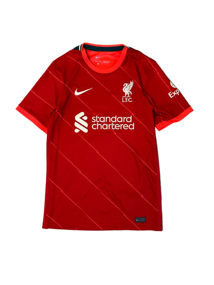 Nike 2021-2022 Liverpool F.C. home jersey in red with white accent details Small