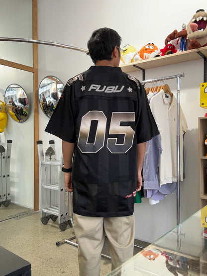 Vintage black FUBU Game Day jersey features gradient "05" numbering and embroidered branding Medium