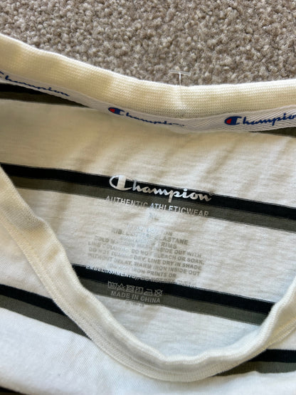 CHAMPION STRIPE SHORT SLEEVE TEE, WHITE XL