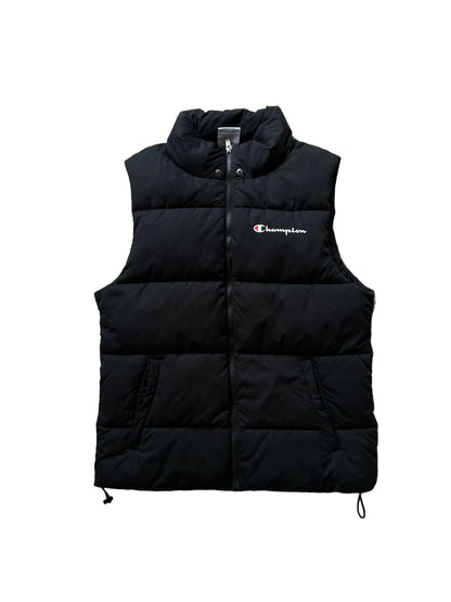 Champion Rochester Puffer Vest in black polyester Detachable Hood Medium