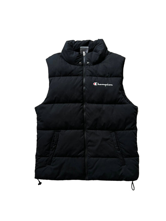 Champion Rochester Puffer Vest in black polyester Detachable Hood Medium