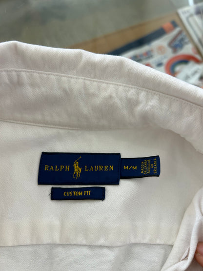 white Polo Ralph Lauren Oxford Shirt, featuring a button-down collar, long sleeves, and the signature embroidered polo player logo on the chest. Small
