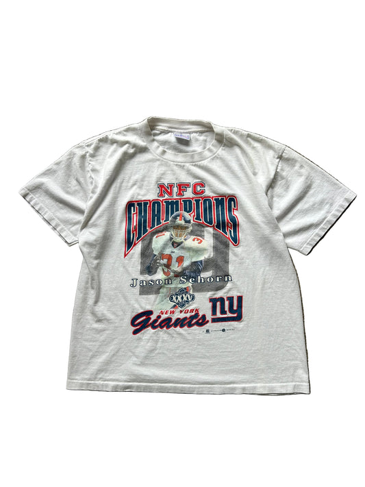 vintage 2000 New York Giants Super Bowl XXXV NFC Champions t-shirt featuring player Jason Sehorn All Sport Tag White