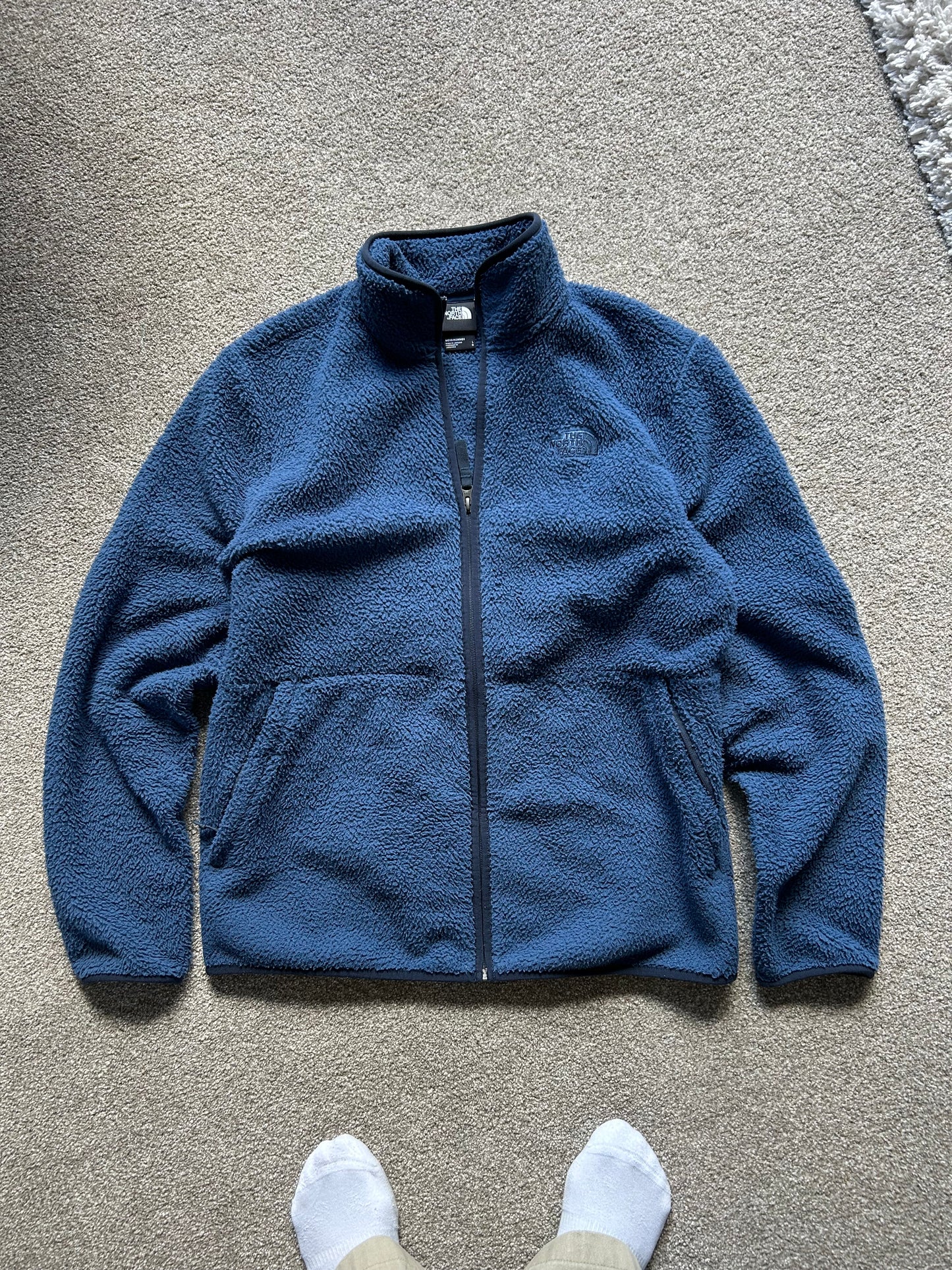 The North Face Men's Dunraven Sherpa Full Zip Fleece Navy Blue Large