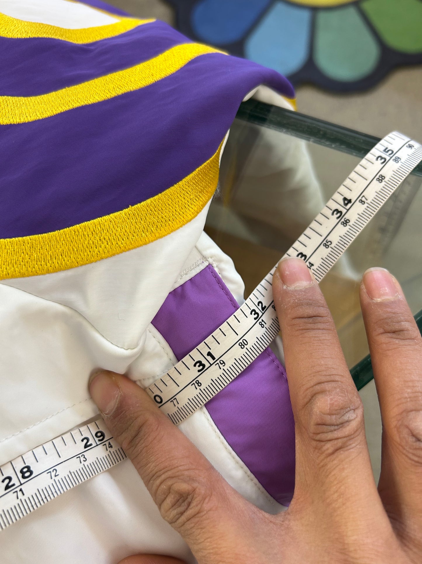 Nike x AMBUSH NBA Collection Los Angeles Lakers Hooded Jacket in summit white featuring bold purple and gold team lettering across the chest XXL
