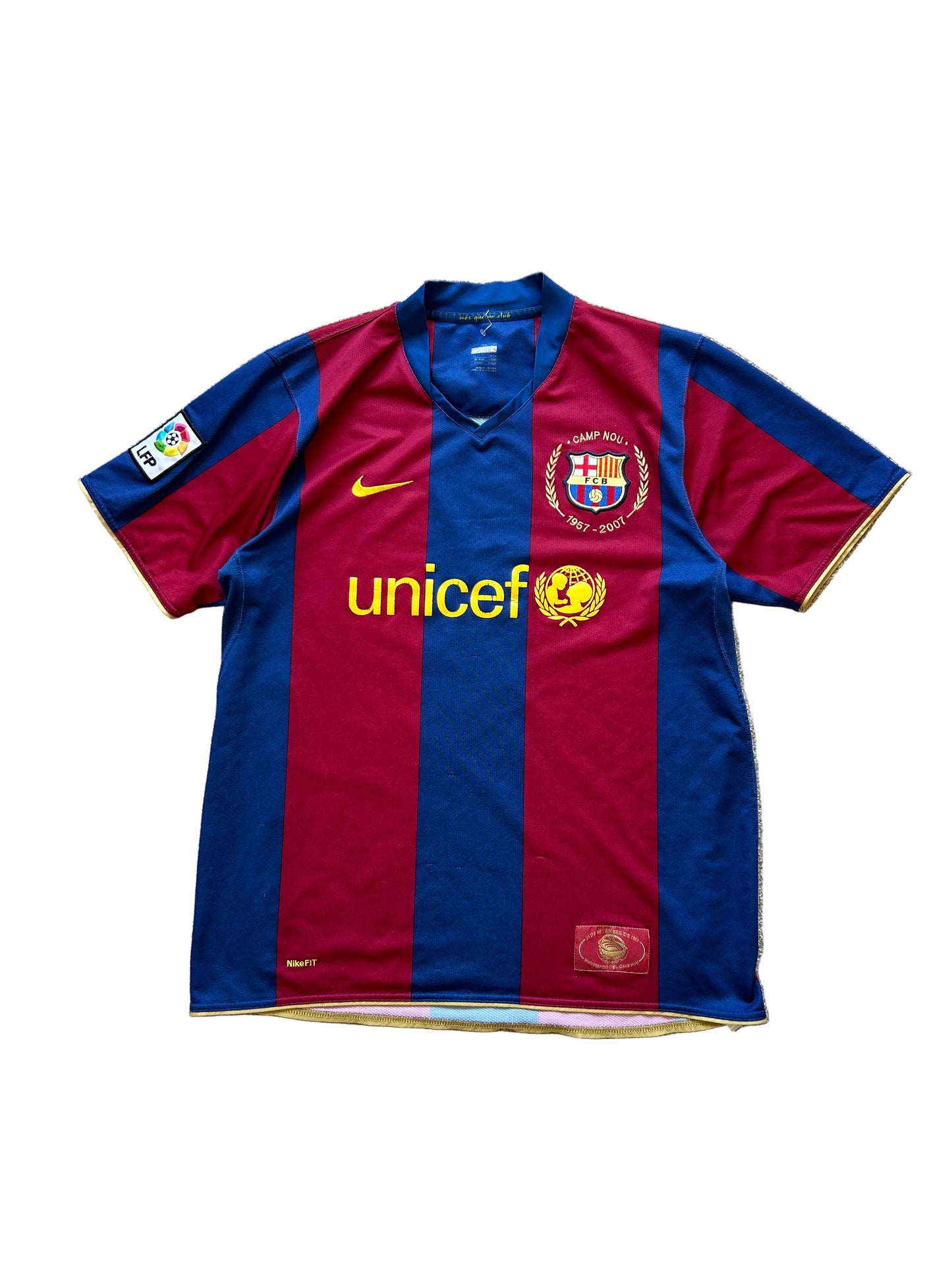 Nike FC Barcelona 2007-08 home shirt, a collectible item produced for the club's Camp Nou stadium 50th anniversary. Large