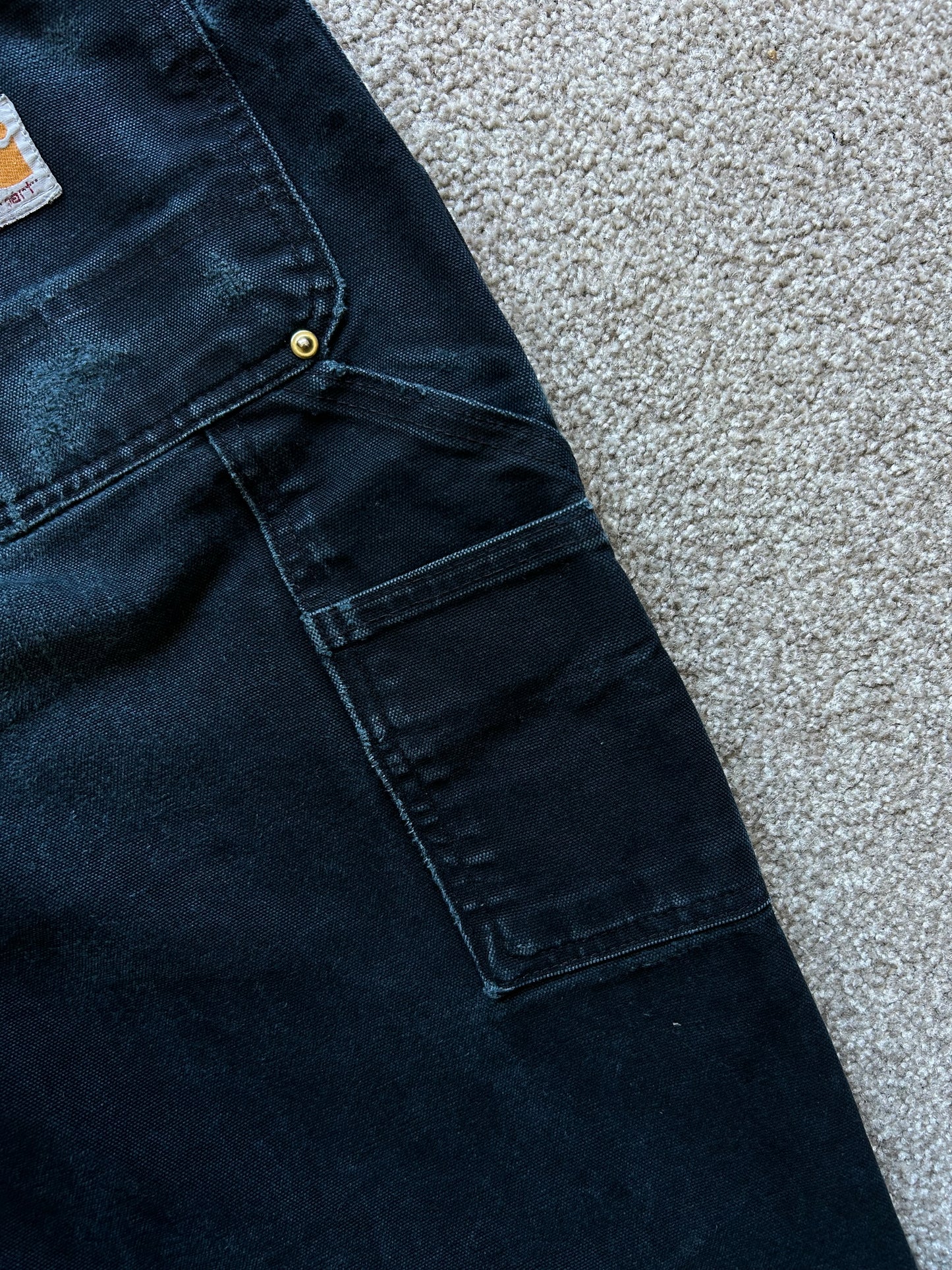 Carhartt Black Double Knee size 30 waist 40 inches Length Vintage Made in USA