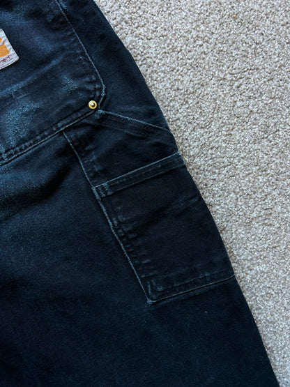 Carhartt Black Double Knee size 30 waist 40 inches Length Vintage Made in USA