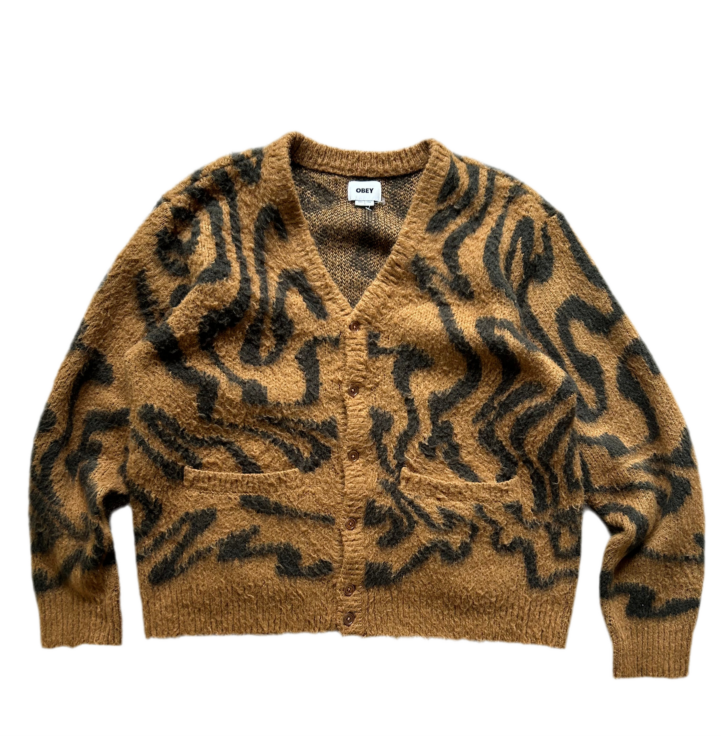 Obey Pally Cardigan Brown Large