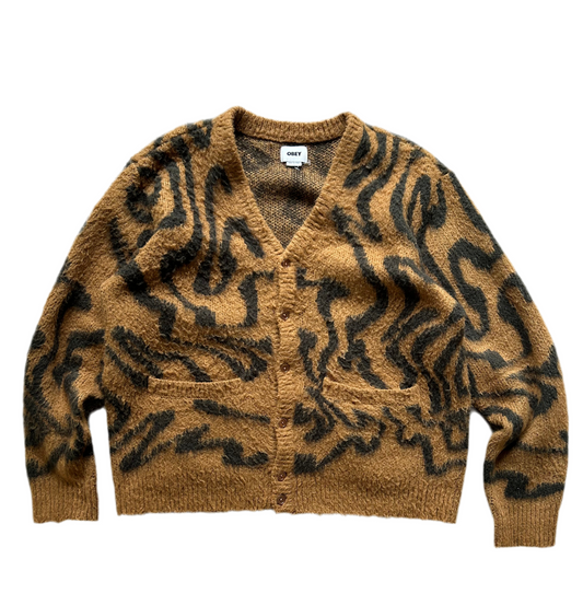 Obey Pally Cardigan Brown Large