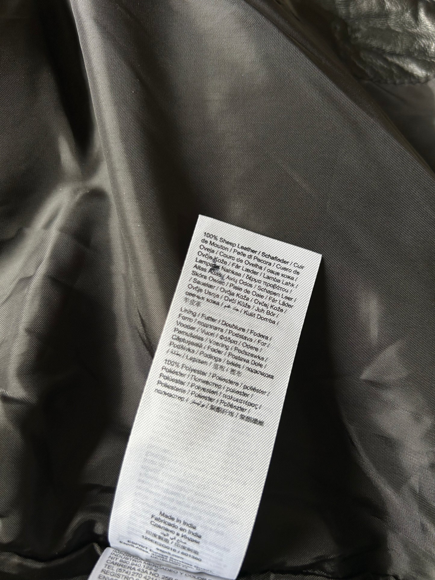 Esprit Leather Jacket Small Puffer Black