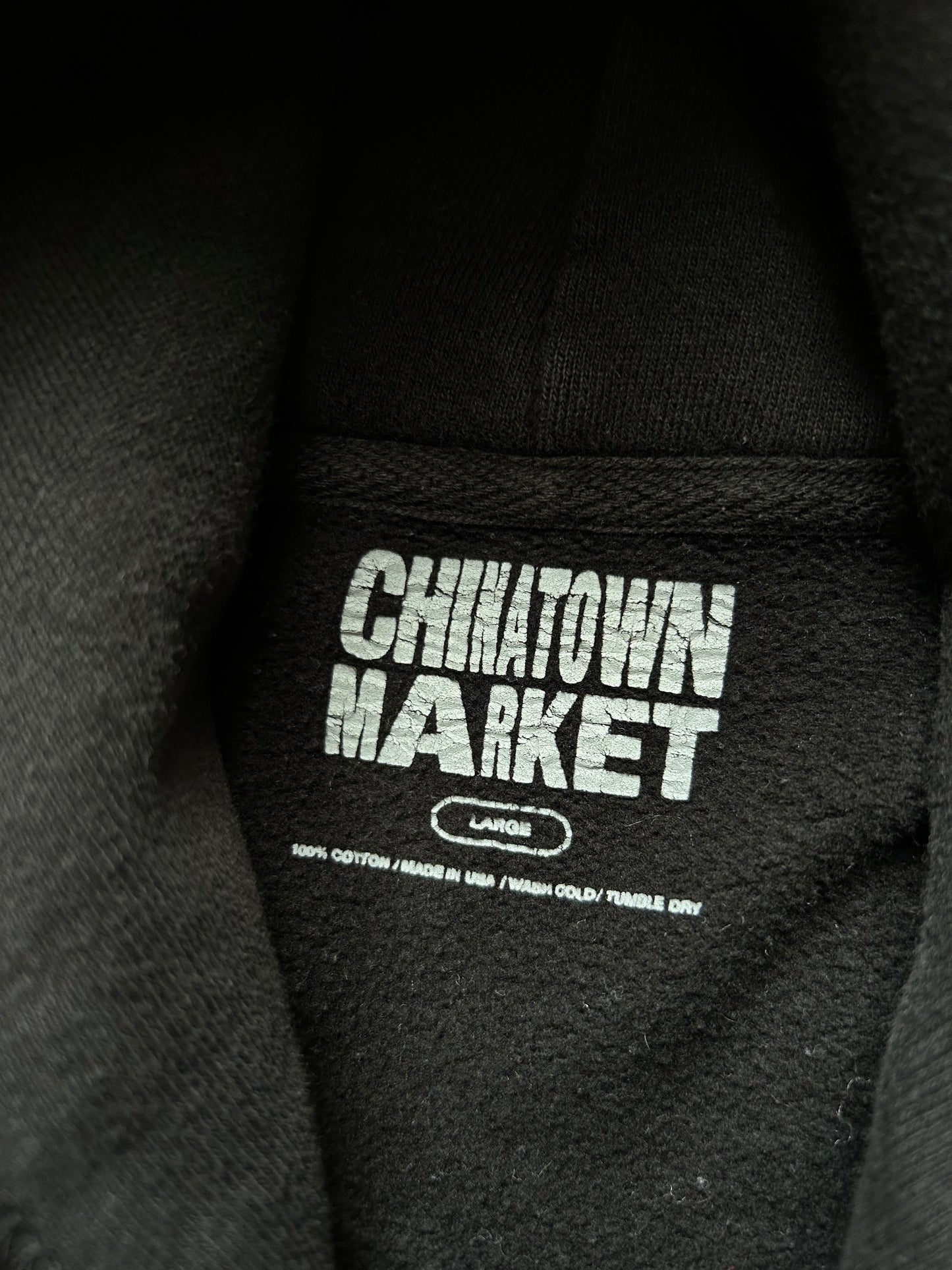 black Chinatown Market Money Arc hoodie featuring a Reflectorized white logo graphic on the chest Large