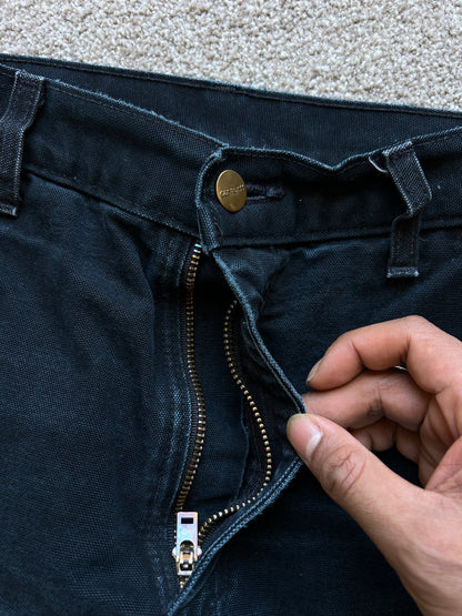 Carhartt Black Double Knee size 30 waist 40 inches Length Vintage Made in USA