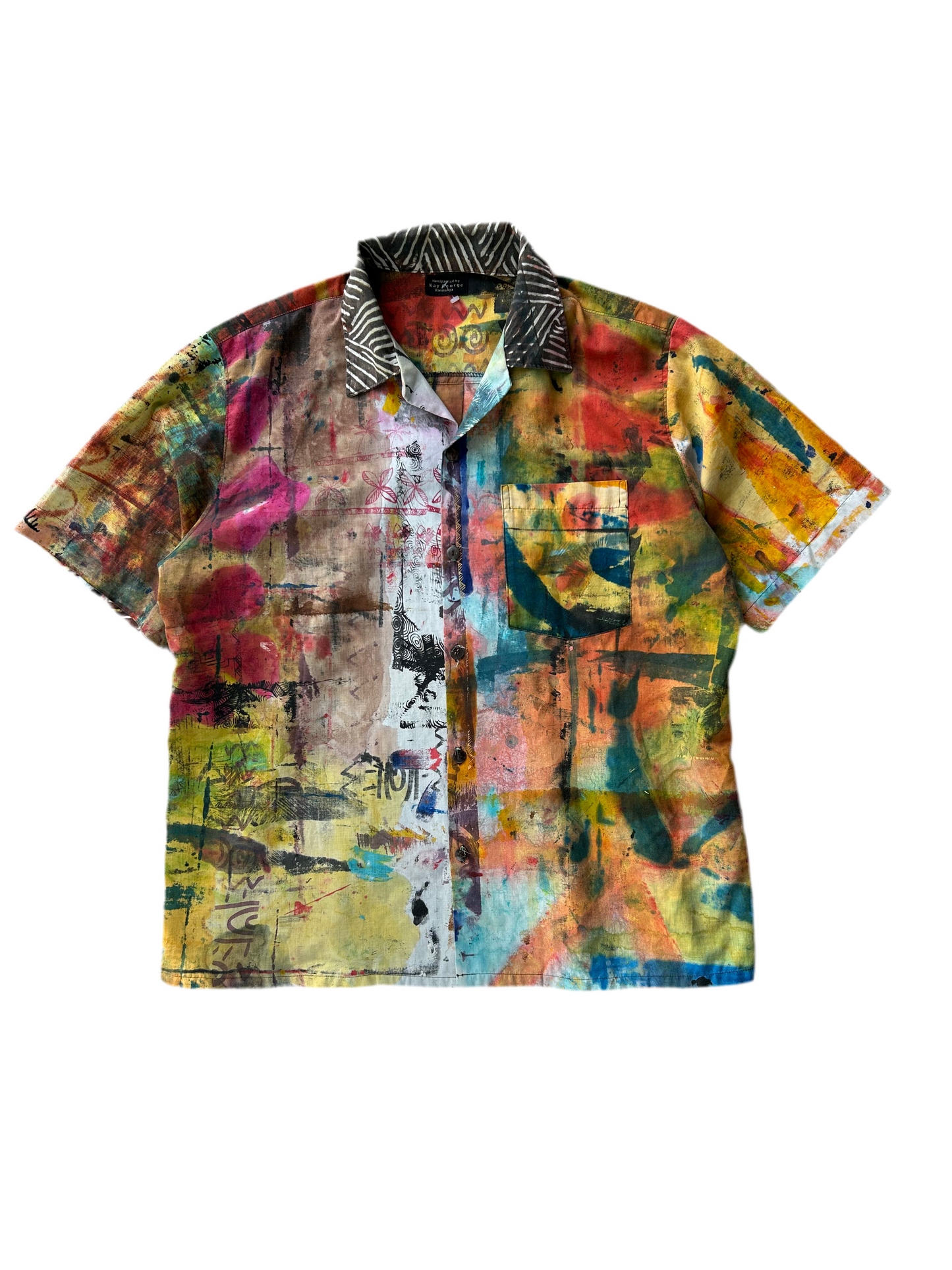 Kay George Button Down Polo Hand Painted Large