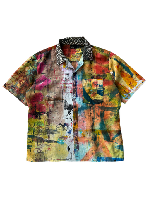 Kay George Button Down Polo Hand Painted Large