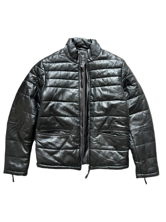Esprit Leather Jacket Small Puffer Black