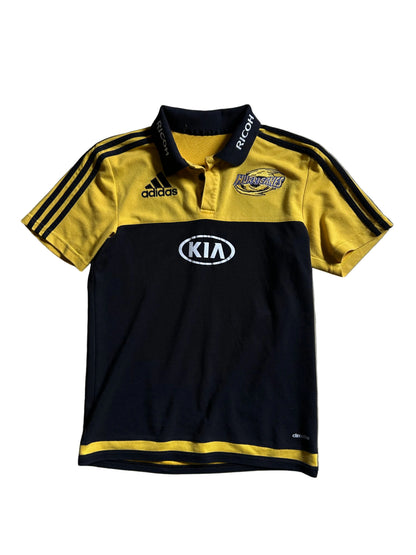 Adidas Ricoh Hurricanes rugby polo shirt Yellow 2015 Small