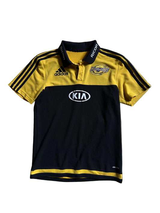 Adidas Ricoh Hurricanes rugby polo shirt Yellow 2015 Small