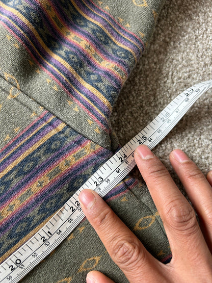 vintage green patterned sweatshirt with a crew neck and striped design Green XL