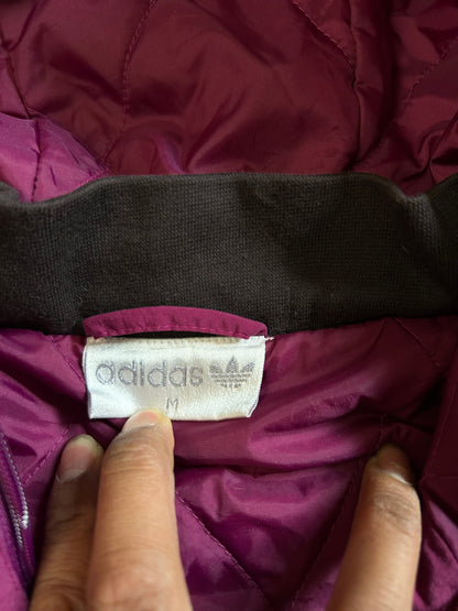 Vintage Adidas burgundy Nylon Zip Hoodie Medium